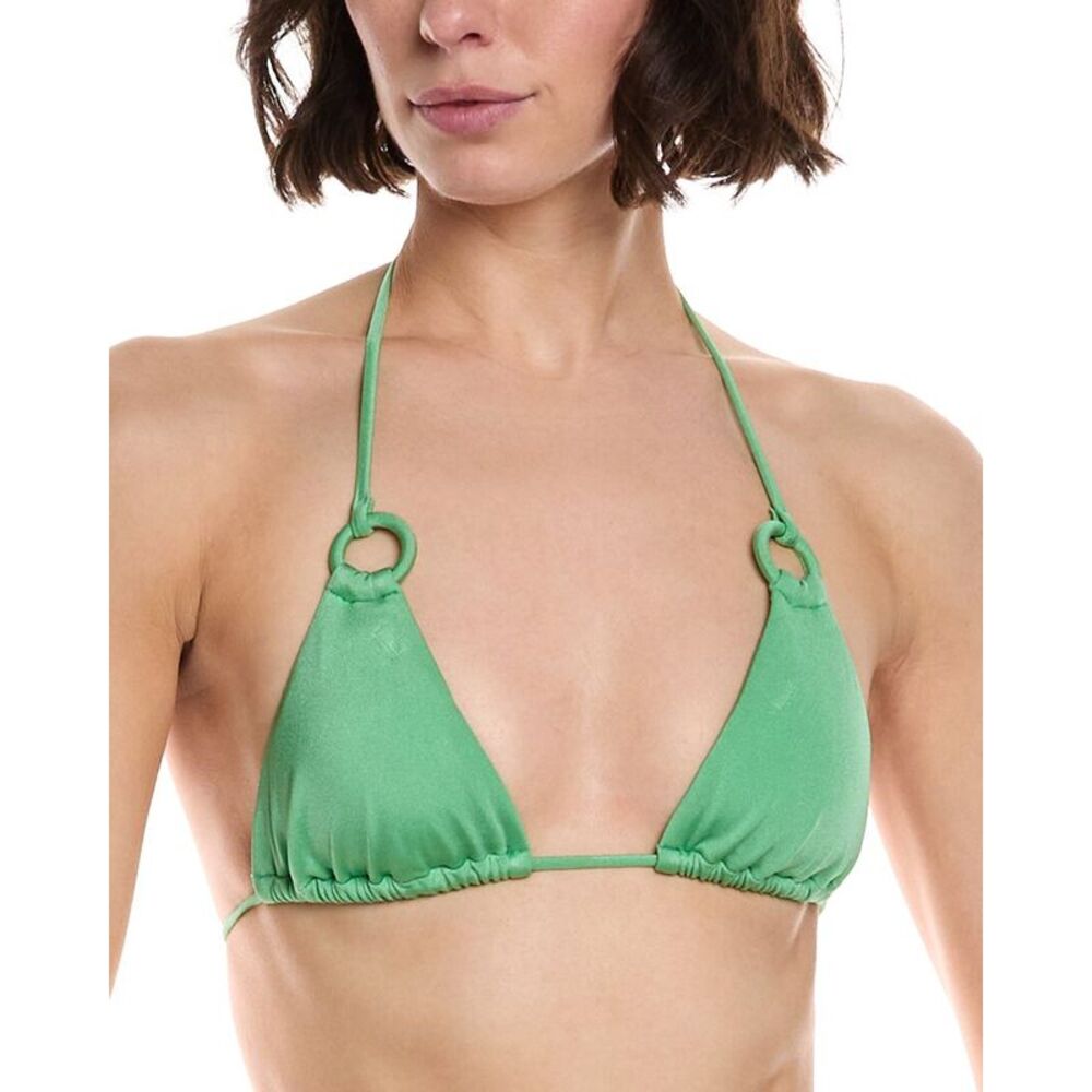 Monte And Lou Womens  Hoop Slide Triangle Bikini Top, Green